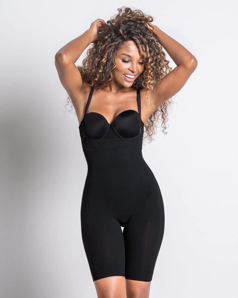 Leonisa Undetectable Open Bust Shorty Body Shaper Jumpsuit